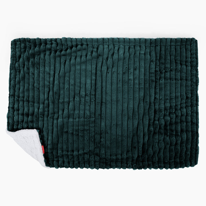 Plaid / Couverture Sherpa - Velours Côtelé Ultra Pelucheux Bleu Canard 03