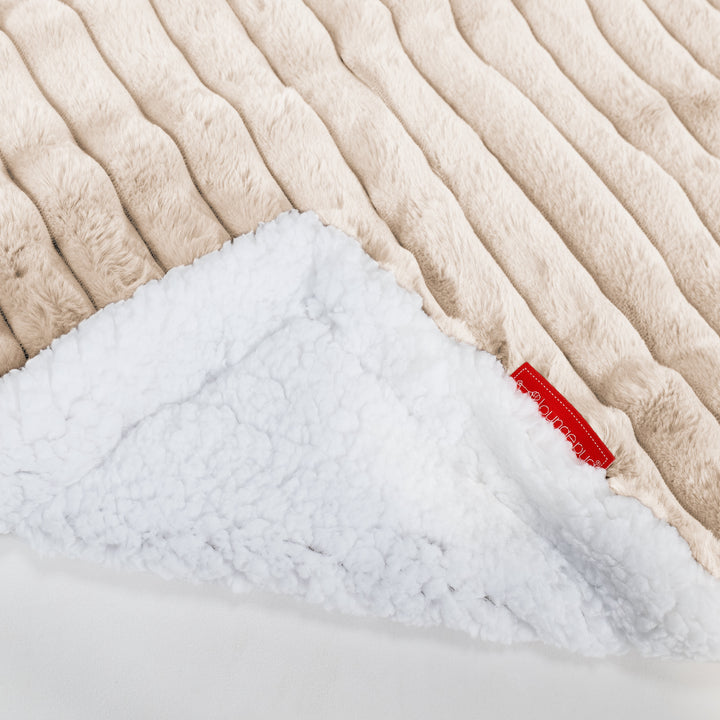 Plaid / Couverture Sherpa - Velours Côtelé Ultra Pelucheux Crème 02