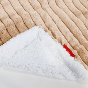 Plaid / Couverture Sherpa - Velours Côtelé Ultra Pelucheux Pêche