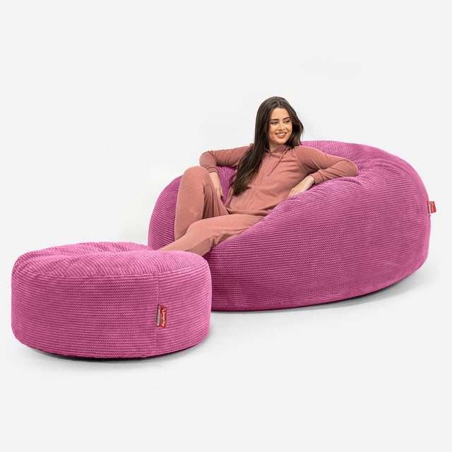 Canapé Pouf Géant Grande Mammouth - Pompon Rose 02