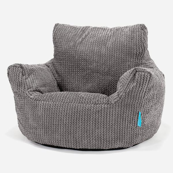 Fauteuil Pouf Bambin 1-3 ans - Pompon Anthracite 01