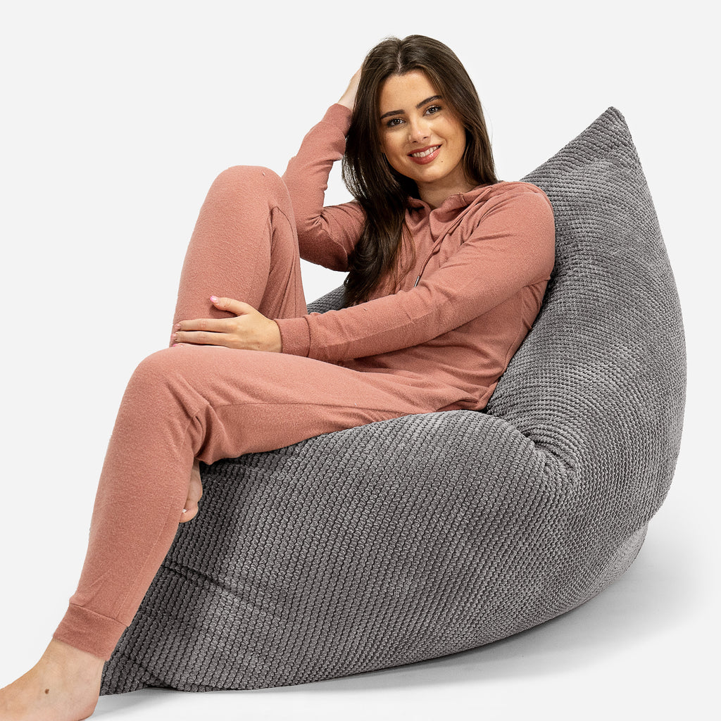 Pouf Fauteuil Design - Côtelé Gris Acier 3051