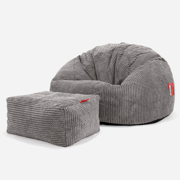 Pouf Poire Classique - Pompon Anthracite 01