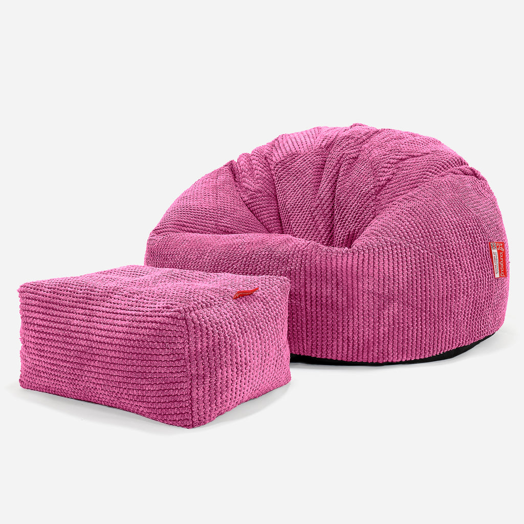 Pouf Poire Classique - Pompon Rose 02