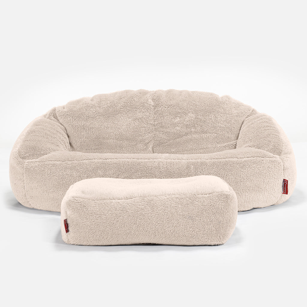Pouf Canapé Bubble - Fausse Fourrure Nounours Crème 02
