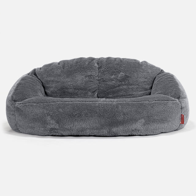 Pouf Canapé Bubble - Fausse Fourrure Nounours Gris Foncé 01