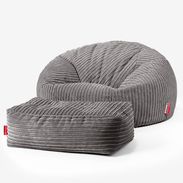 Pouf Canapé Classique - Côtelé Anthracite 01