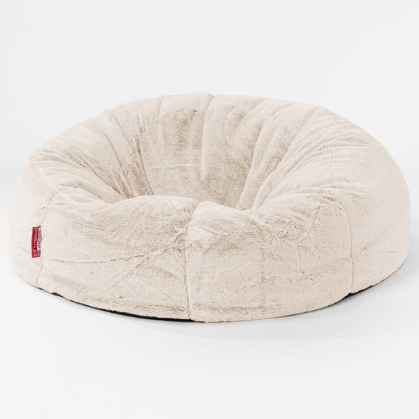 Pouf Canapé Classique - Fausse Fourrure Lapin Blanc 01