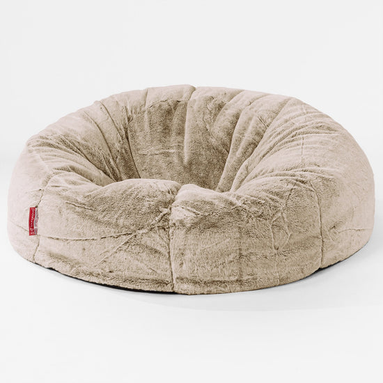 Pouf Canapé Classique - Fausse Fourrure Lapin Brun Doré 01