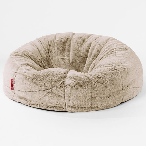 Pouf Canapé Classique - Fausse Fourrure Lapin Brun Doré 01
