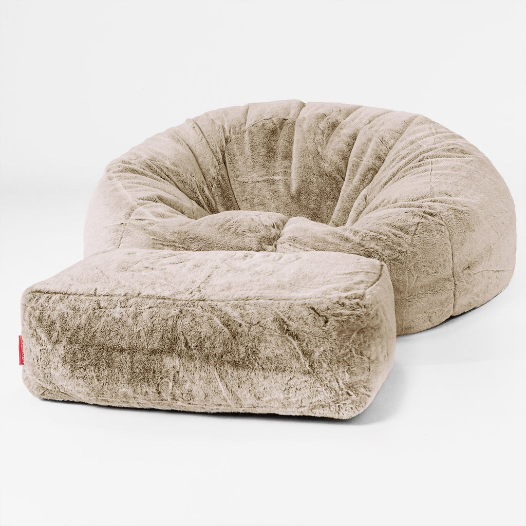 Pouf Canapé Classique - Fausse Fourrure Lapin Brun Doré 02