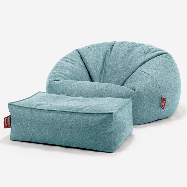 Pouf Canapé Classique - Interalli Laine Aqua 01