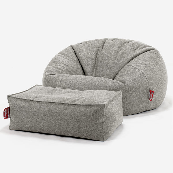 Pouf Canapé Classique - Interalli Laine Argent 01