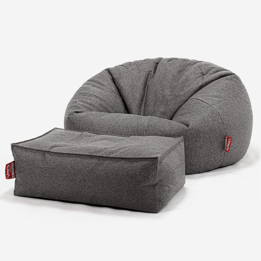 Pouf Canapé Classique - Interalli Laine Gris 02