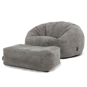 Lounge Pug Pouf Repose-Pieds Fausse Fourrure Lapin Gris Clair – Ultra Doux Et Moelleux Pour Confort Maximal