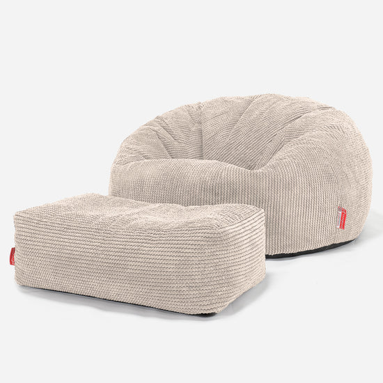 Pouf Canapé Classique - Pompon Crème 02