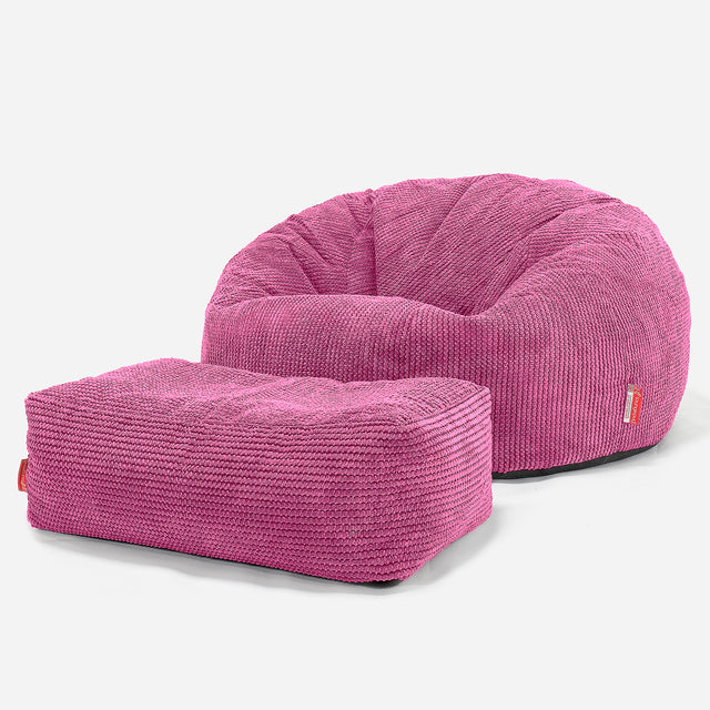 Pouf Canapé Classique - Pompon Rose 02