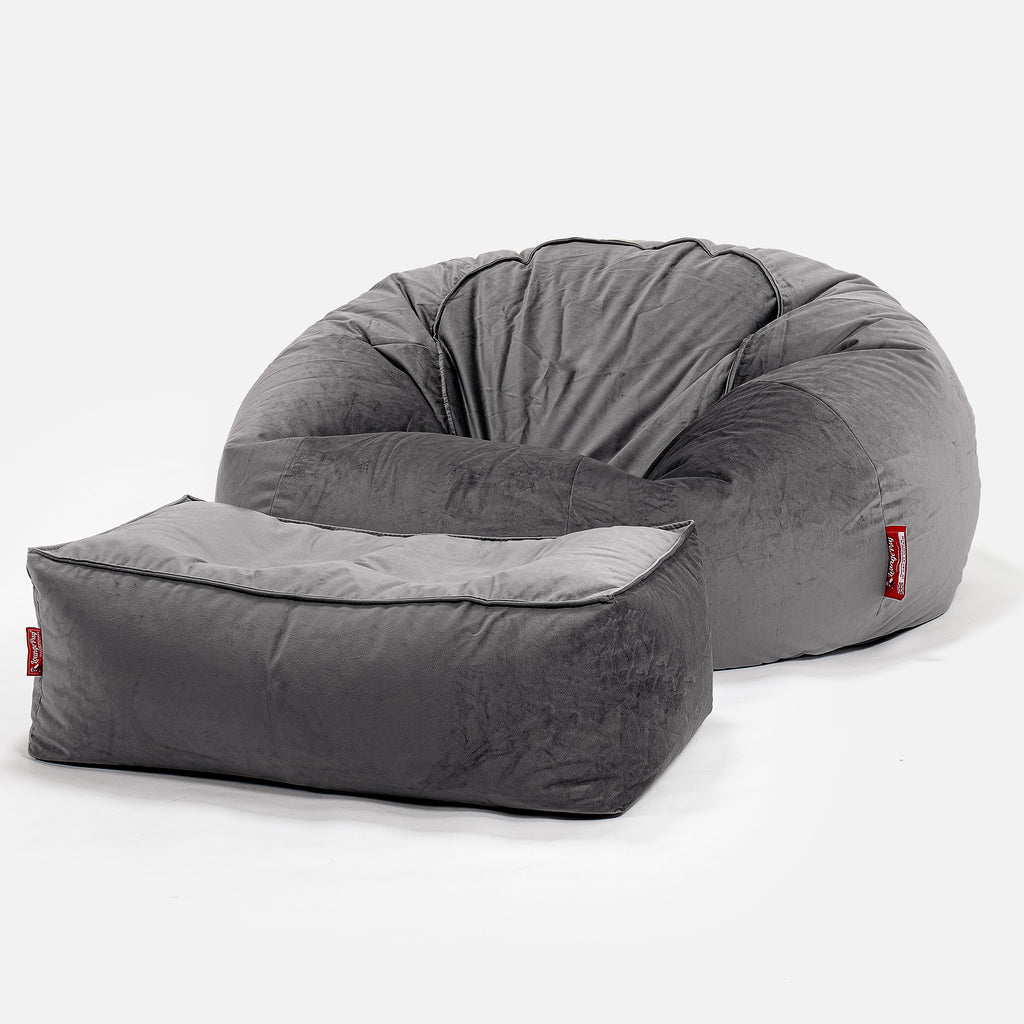 Pouf Canapé Classique - Velours Anthracite 02