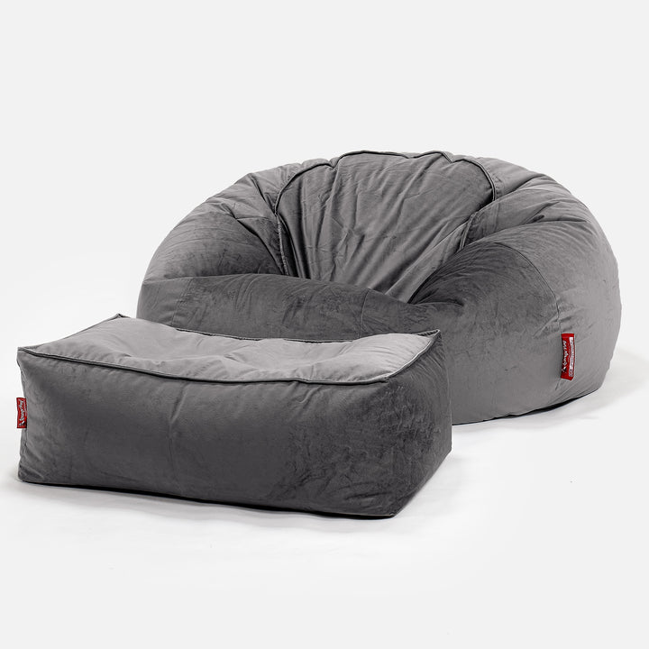Pouf Canapé Classique - Velours Anthracite 02