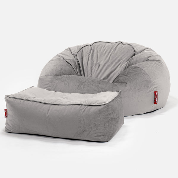 Pouf Canapé Classique - Velours Argent 01