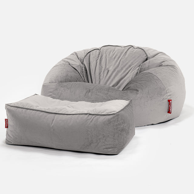 Pouf Canapé Classique - Velours Argent 02