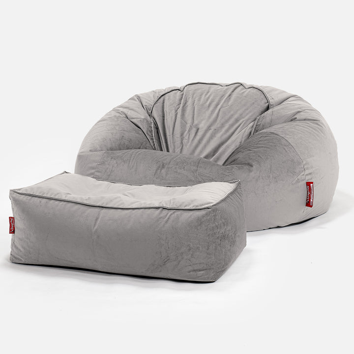 Pouf Canapé Classique - Velours Argent 02