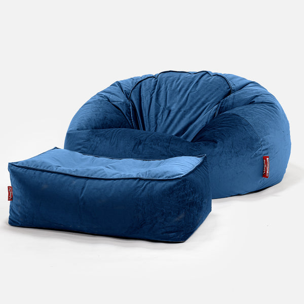 Pouf Canapé Classique - Velours Bleu Marine 01
