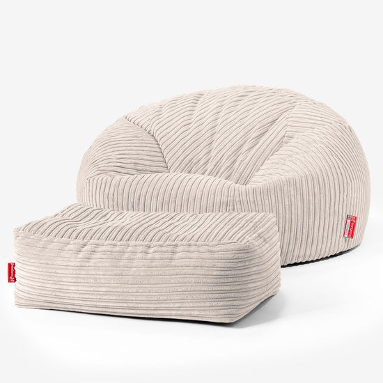 Canapé Pouf pour Enfant 6-14 ans - Côtelé Ivoire 03