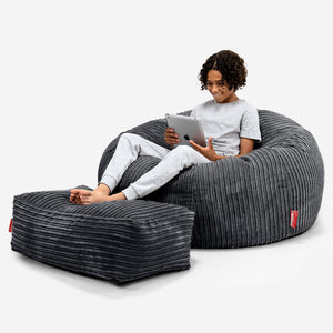Canapé Pouf pour Enfant 6-14 ans - Côtelé Noir