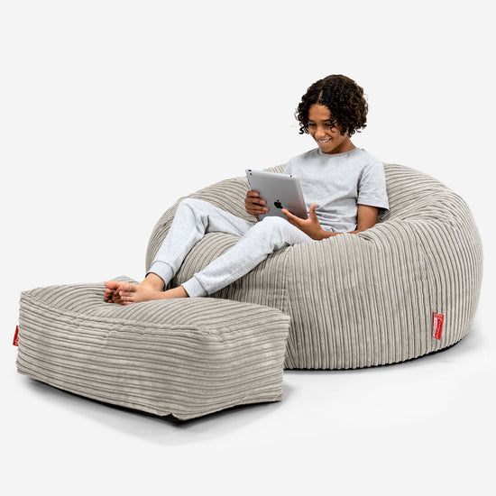 Canapé Pouf pour Enfant 6-14 ans - Côtelé Vison 01