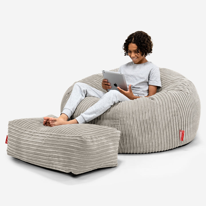 Canapé Pouf pour Enfant 6-14 ans - Côtelé Vison 01