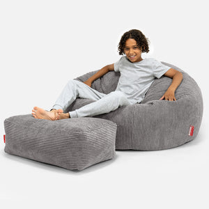 Canapé Pouf pour Enfant 6-14 ans - Pompon Anthracite