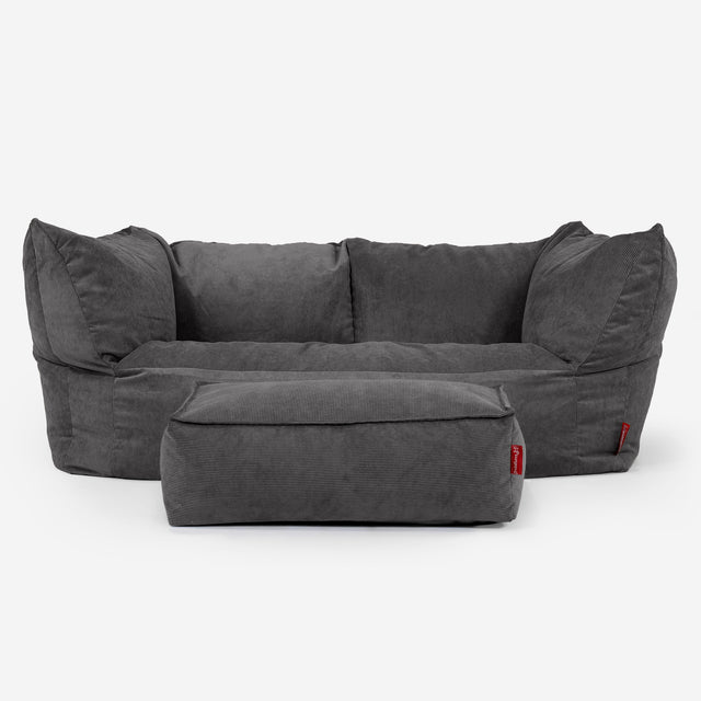 Pouf Canapé Ruben - Velours Côtelé Fin Anthracite 02