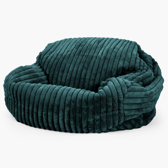 Pouf Canapé Sabine - Velours Côtelé Ultra Pelucheux Bleu Canard 02