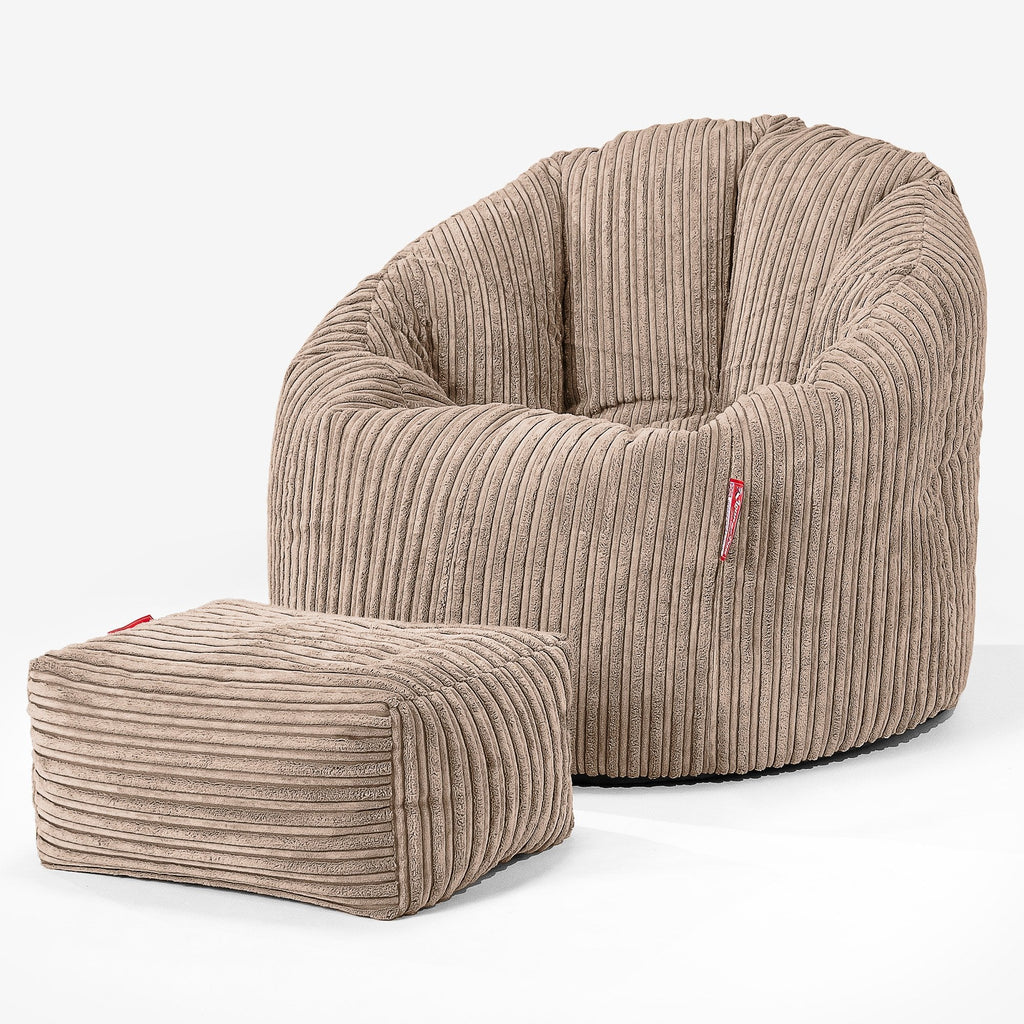 Pouf Chaise Design - Côtelé Sable 02