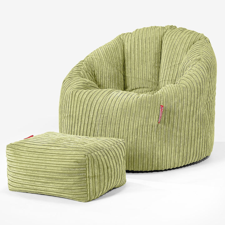 Pouf Chaise Design - Côtelé Vert Acide 02