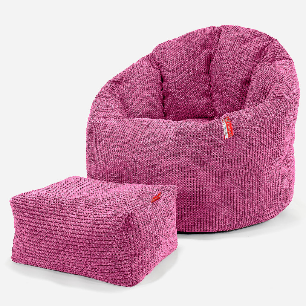 Pouf Chaise Design - Pompon Rose 02