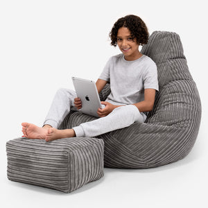 Pouf Gamer pour Enfant 6-14 ans - Côtelé Anthracite
