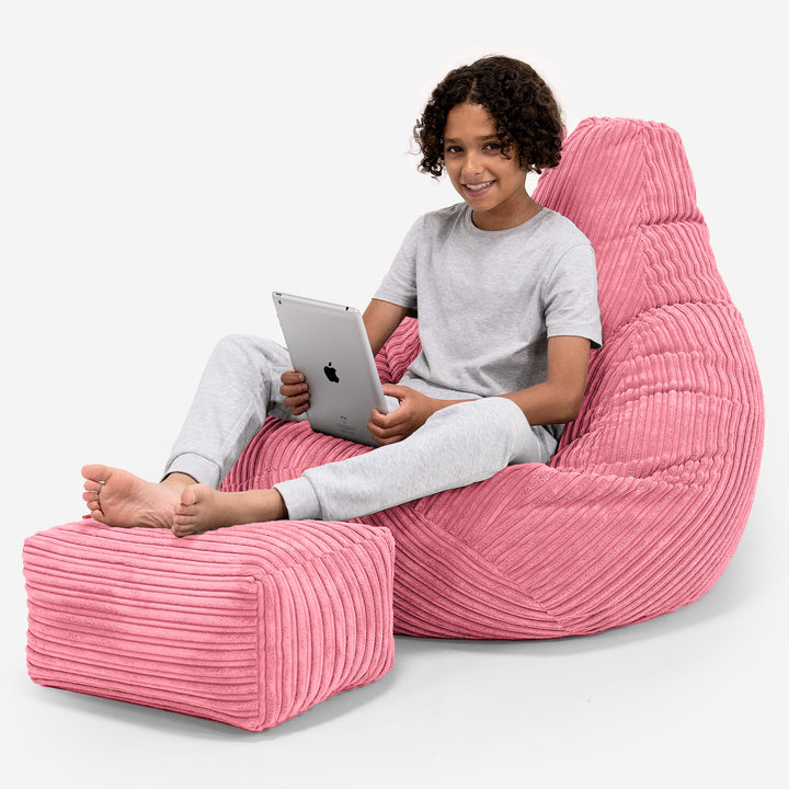 Pouf Gamer pour Enfant 6-14 ans - Côtelé Corail 01