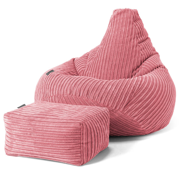 Pouf Gamer pour Enfant 6-14 ans - Côtelé Corail 01
