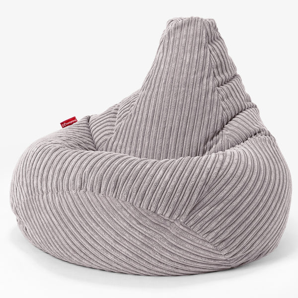 Pouf Gamer pour Enfant 6-14 ans - Côtelé Gris Argent 01