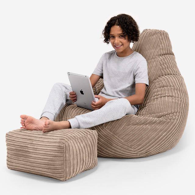 Pouf Gamer pour Enfant 6-14 ans - Côtelé Sable 01
