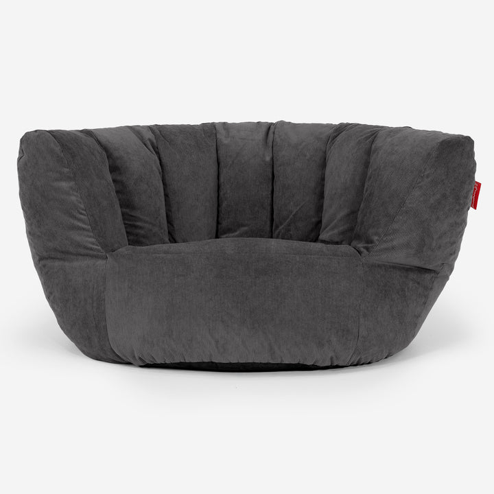 Pouf Charles Vintish - Velours Côtelé Fin Anthracite 01