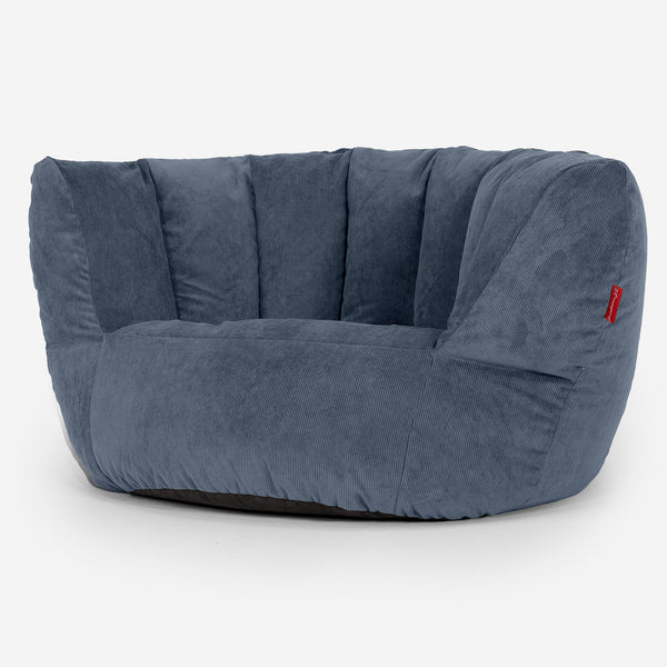 Pouf Charles Vintish - Velours Côtelé Fin Bleu Marine 02
