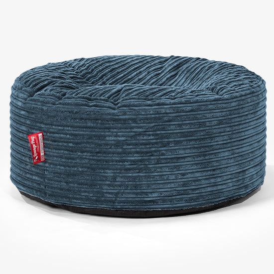 Pouf Design Rond - Côtelé Bleu Marine 01
