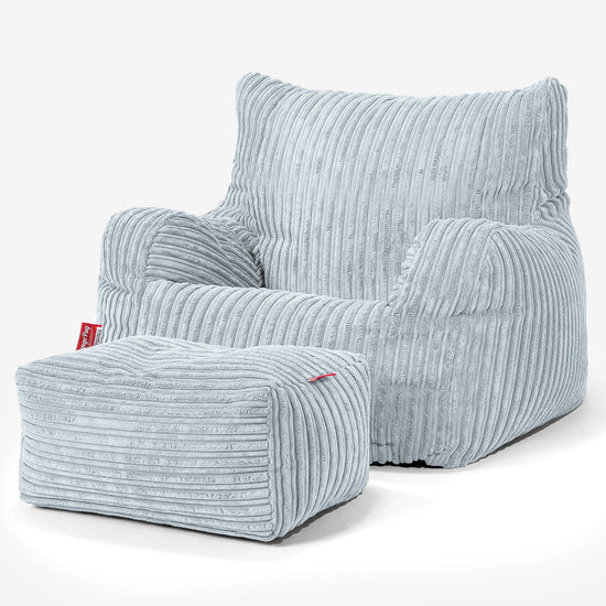 Pouf Fauteuil Design - Côtelé Bébé Bleu 02