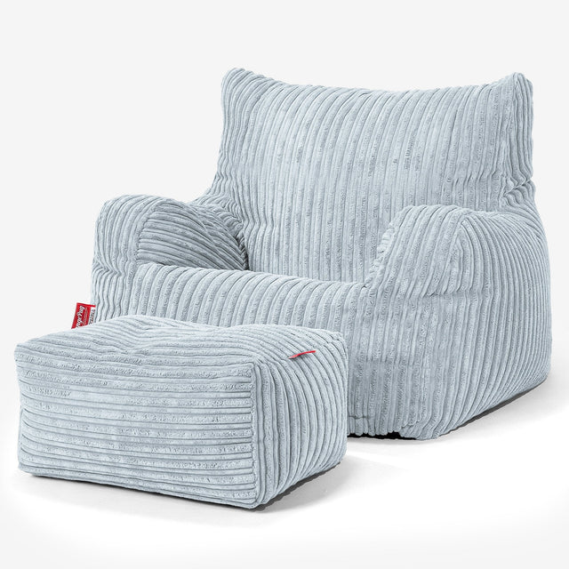 Pouf Fauteuil Design - Côtelé Bébé Bleu 02