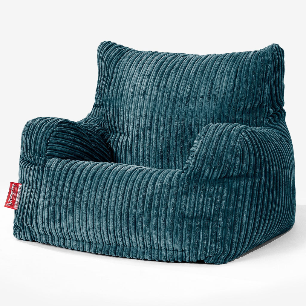 Pouf Fauteuil Design - Côtelé Bleu Canard 01