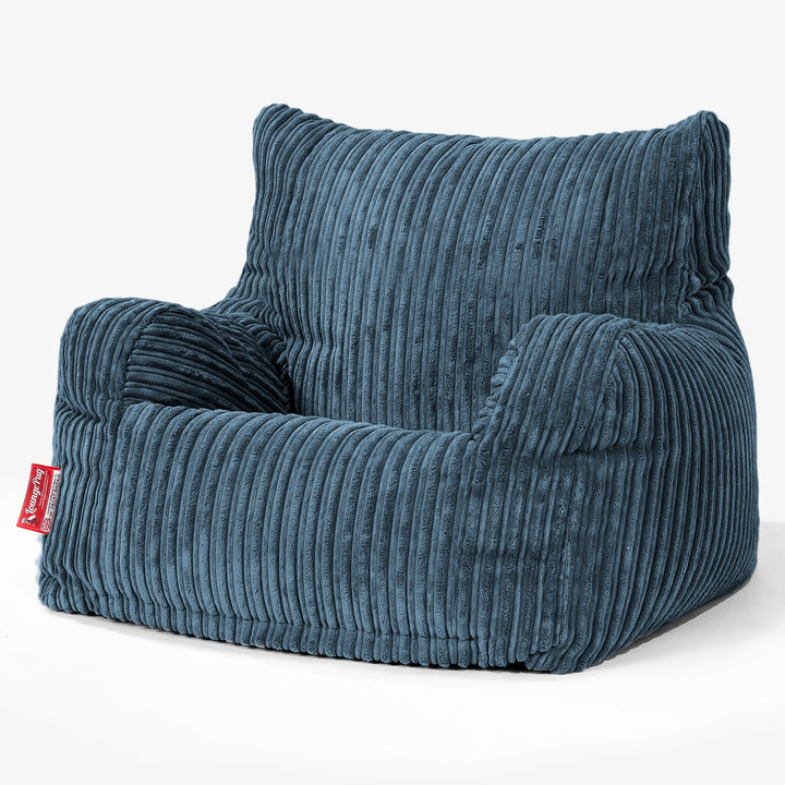 Pouf Fauteuil Design - Côtelé Bleu Marine 01