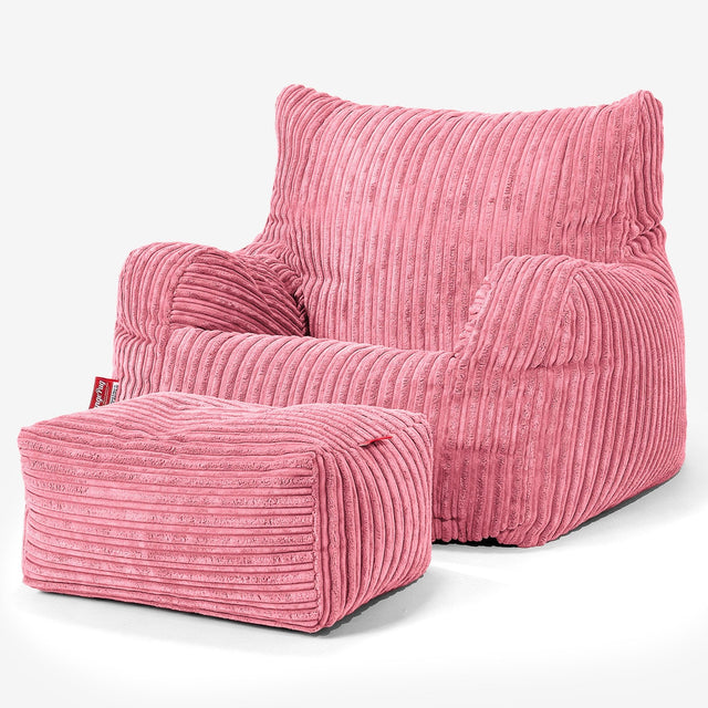 Pouf Fauteuil Design - Côtelé Corail 02